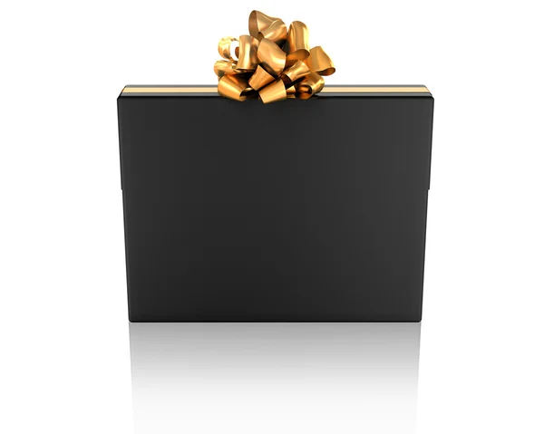 Schwarzes Geschenk mit goldener Schleife — Stockfoto