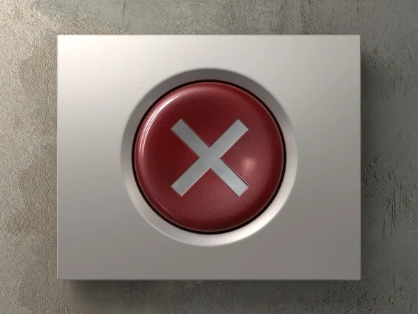 Roter Knopf mit Kreuzzeichen — Stockfoto