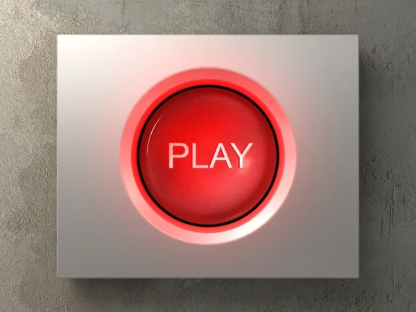 Wciśnięty przycisk play czerwony — Zdjęcie stockowe