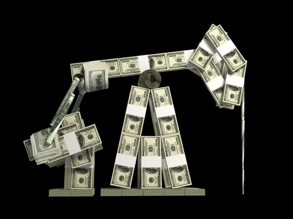 Készült pénz olajfúrótornyon Stock Kép