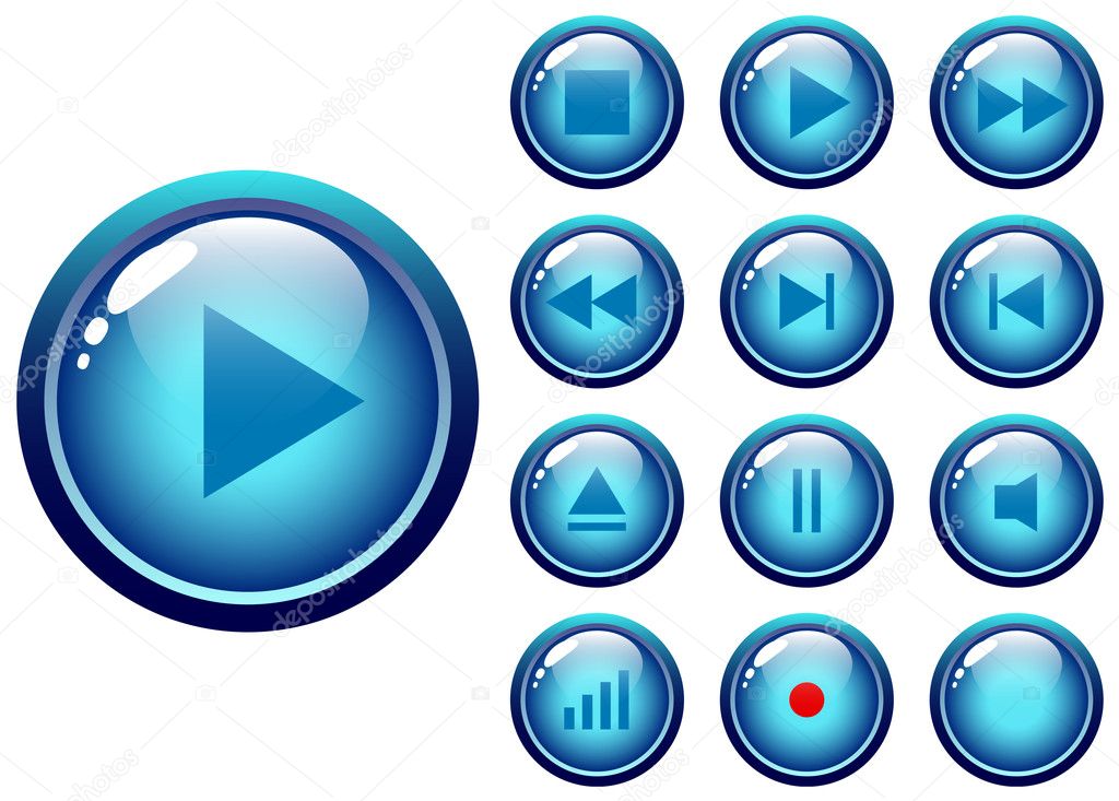 Glossy buttons audio-video media control