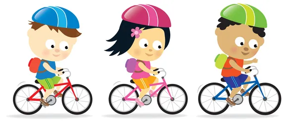 Діти, їзда на велосипедах Ліцензійні Стокові Вектори