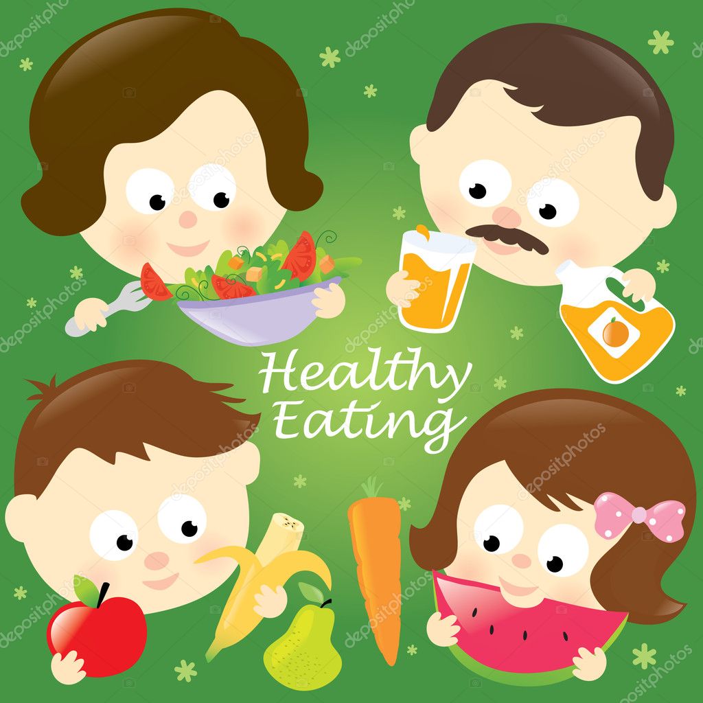 Niños comiendo sano Imágenes Vectoriales, Gráfico Vectorial de Niños  comiendo sano | Depositphotos