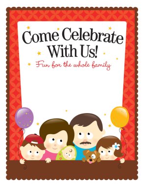 8.5x11in. template - Caucasian Family clipart