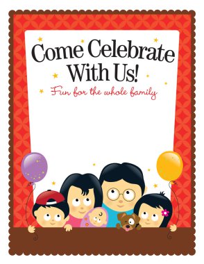 8.5x11in flyer template - Asian Family clipart