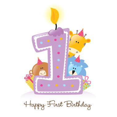 Birthday Candle and Animals clipart