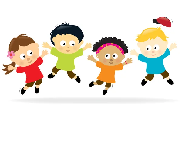 Enfants sauteurs - multi-ethnique — Image vectorielle