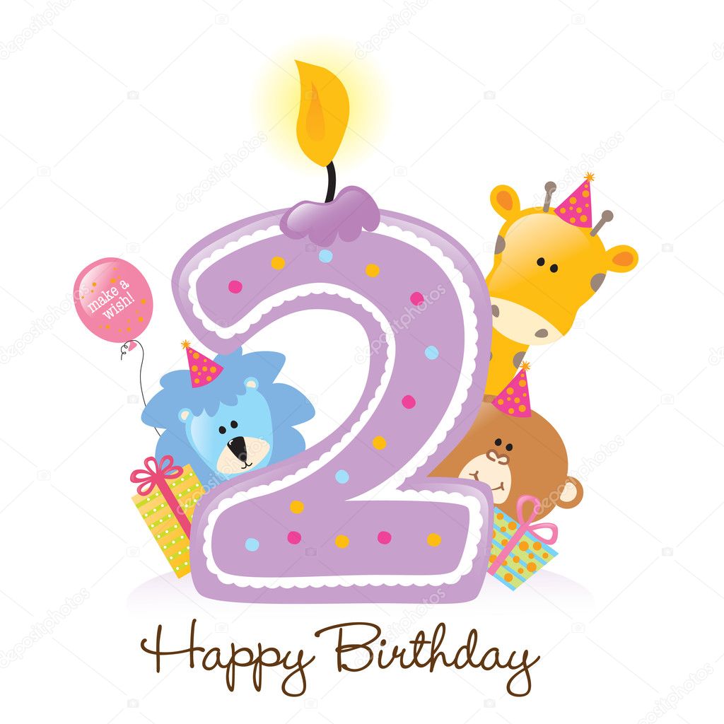 Happy Birthday Candle and Animals Stock Vector by ©wetnose 3073462