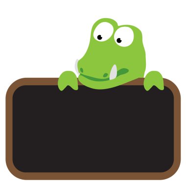 Isolated alligator holding sign clipart
