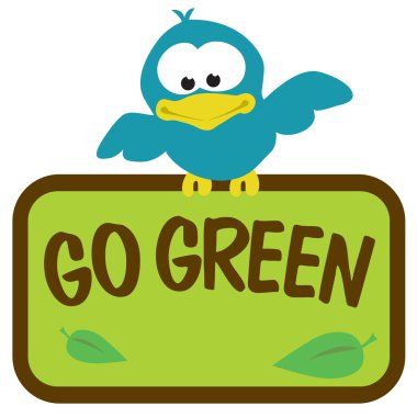 Isolated bird with sign clipart