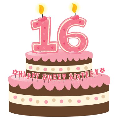 Sweet Sixteen Birthday Cake clipart