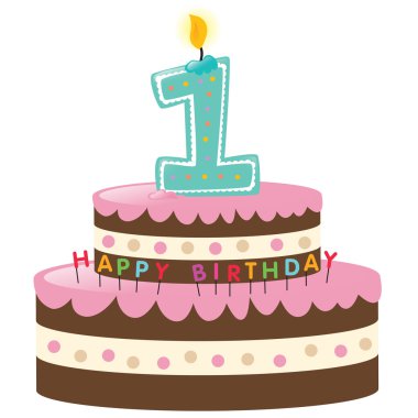 First Birthday Cake with Candle clipart