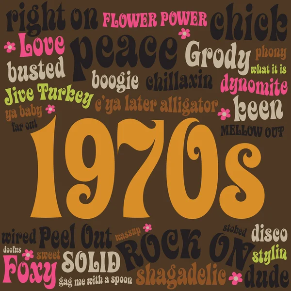 20 世纪 70 年代的短语和俚语 — 图库矢量图片