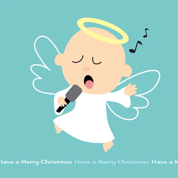 Christmas Angel singing with mike — Stock Vector