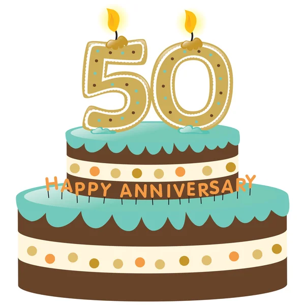 50-årsjubileum cake och ljus — Stock vektor