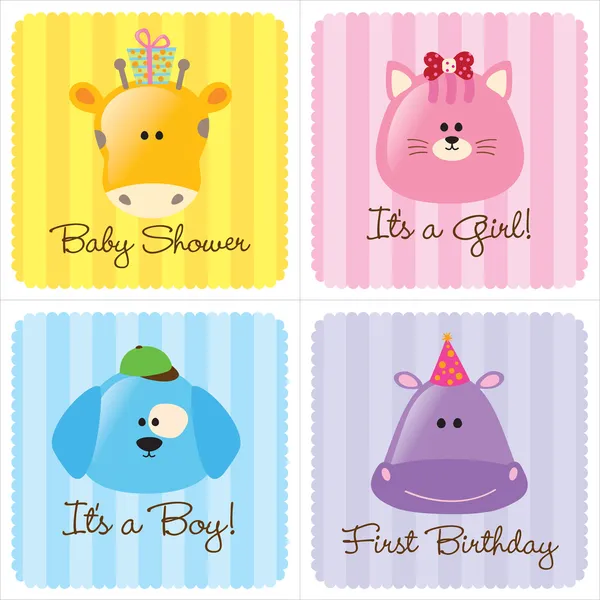 Conjunto de cartões de bebê sortidos 3 —  Vetores de Stock