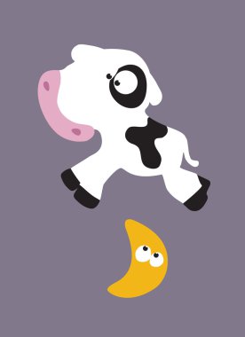 Cow jumps over the moon clipart