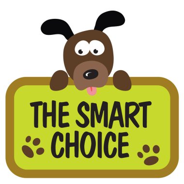 Isolated dog holding sign clipart