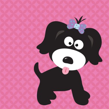 Black puppy girl clipart