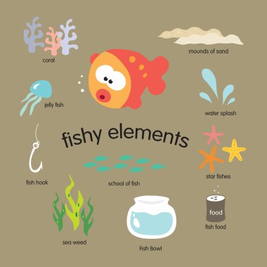 Fishy Elements Set clipart