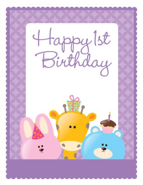 Happy First Birthday flyer template clipart