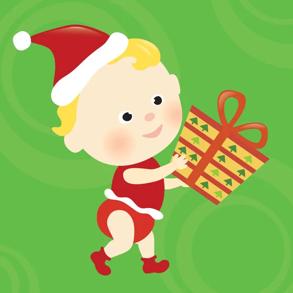 宝宝举行的圣诞礼物 — 图库矢量图片