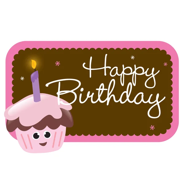 Födelsedag cupcake och tecken — Stock vektor