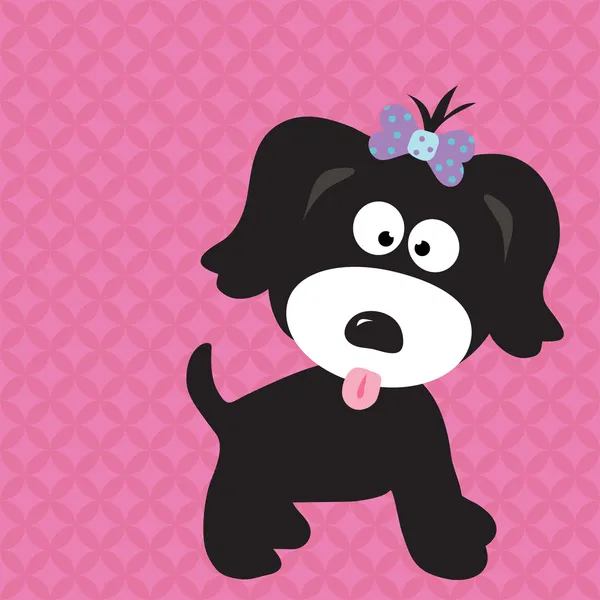 Negro cachorro chica — Archivo Imágenes Vectoriales