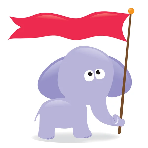 stock vector Elephant holding flag