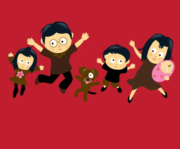 Family Jumping 4 - Asiatique — Image vectorielle