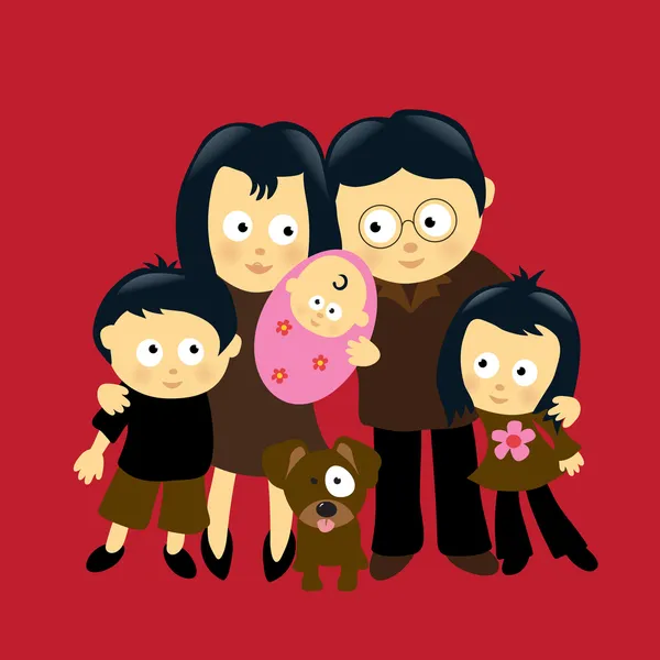 Wir sind Familie 4 - asiatisch — Stockvektor