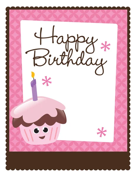 Verjaardag flyer w / kaars en cupcake — Stockvector