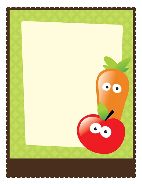 Volantino con mela e carota — Vettoriale Stock