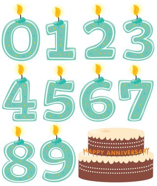 Numeral Candle Set and Cake Isolated clipart