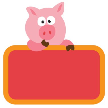 Isolated Swine Holding Sign clipart