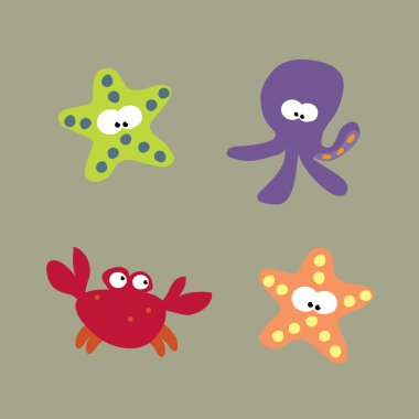 Sea creatures clipart