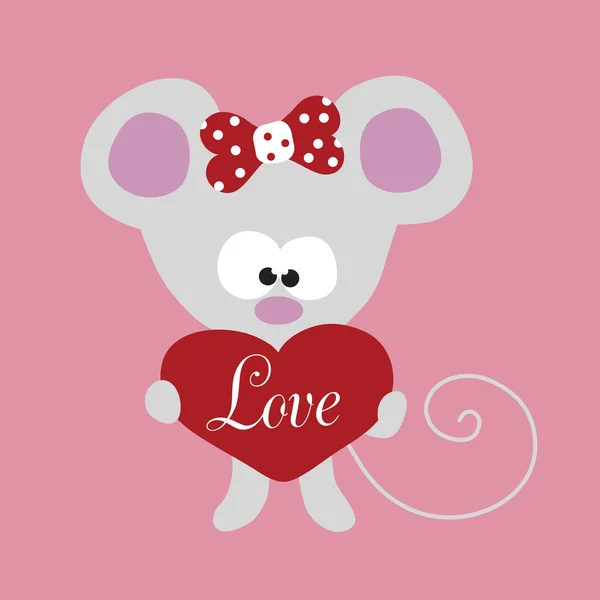 Little mouse with big heart — Stock Vector