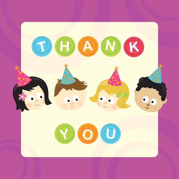 Thank You Card w/kids — Stock Vector