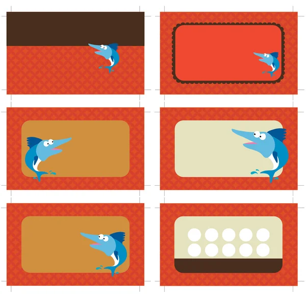Mavi Marlin iş kartı w / promo kartları — Stok Vektör
