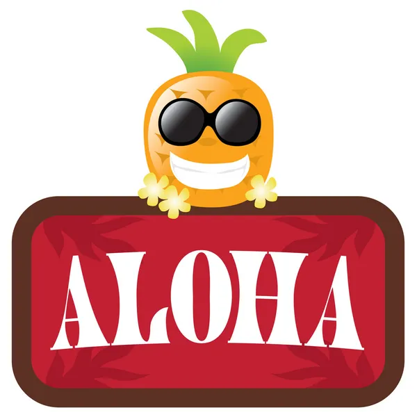 Hawaiian Pineapple with Aloha Sign — Stock Vector