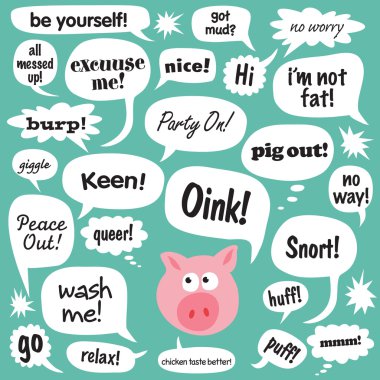 Various phrases in comic bubbles clipart