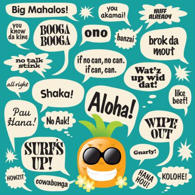 Phrases in comic bubbles (Hawaii) clipart