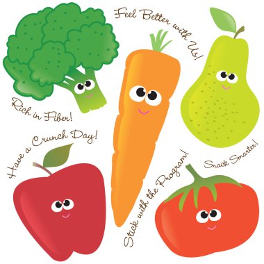 Mixed fruits and vegetables 2 clipart