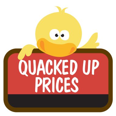 Isolated duck holding sign clipart