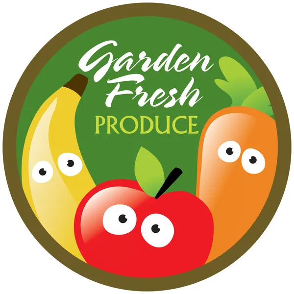 Étiquette fruits et légumes frais — Image vectorielle