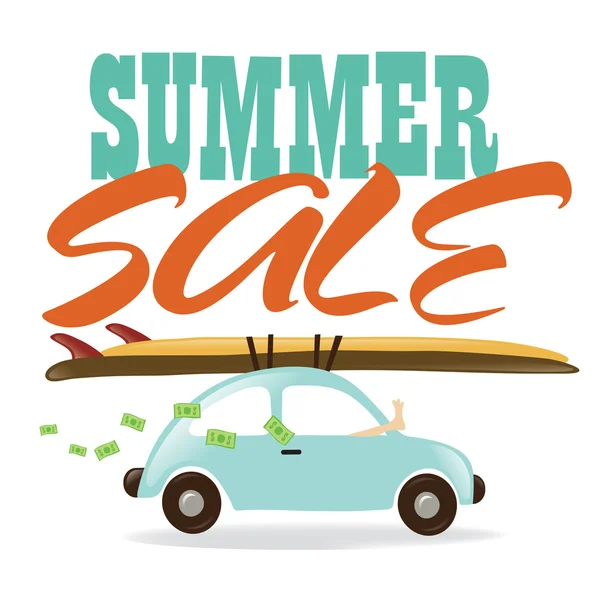 Sommerschlussverkauf mit Auto — Stockvektor