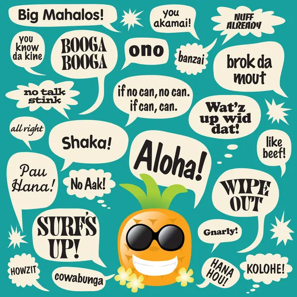 Frases en las burbujas cómicas (Hawaii ) — Archivo Imágenes Vectoriales
