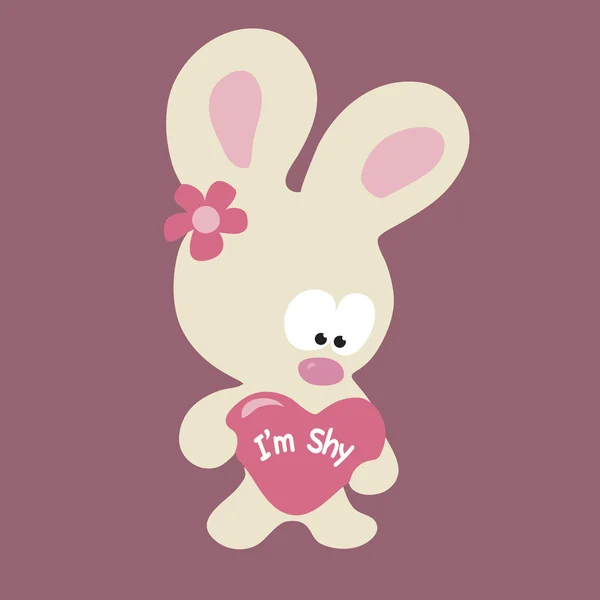 Shy Valentine bunny — Stock Vector
