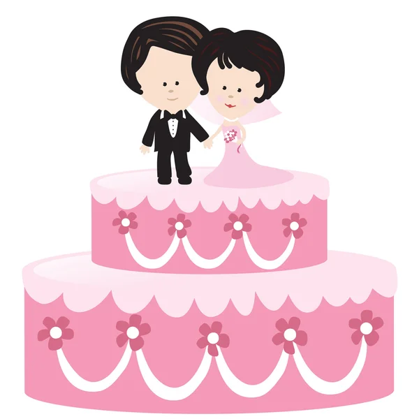Sposa e sposo torta — Vettoriale Stock