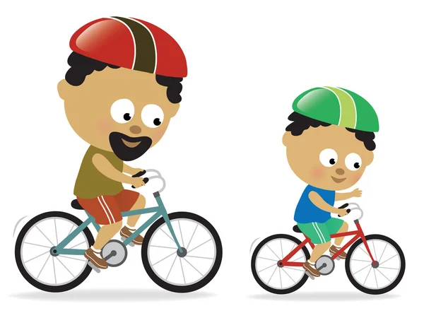 Padre e figlio in bicicletta (Afroamericano ) — Vettoriale Stock